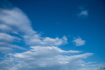 Blue sky with white and gray clouds