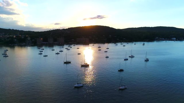 Panning Shot of Sailboats