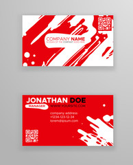 Creative business card templates with minimalistic design. Abstract ink brush strokes.