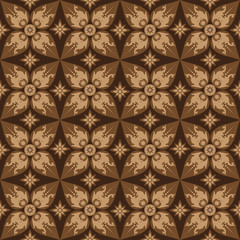 Elegance flower motifs on Traditional batik design with soft brown color design