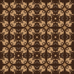 Beautiful flower design on Javanese fabric batik with elegant brown color design
