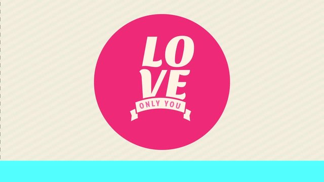 happy valentines day with the word love divided in syllables one on top the other and only you written inside ribbon