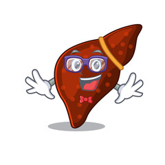 Mascot design style of geek human cirrhosis liver with glasses