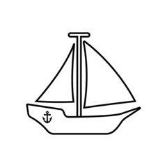 Sailing ship line icon