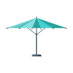 Light Blue Sunshade Umbrella, Modern Garden Furniture Design Flat Vector Illustration