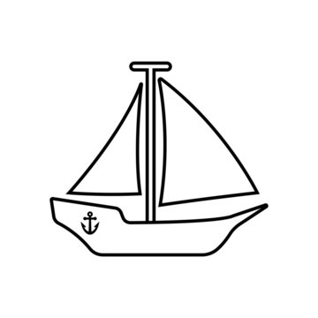 Sailing ship line icon