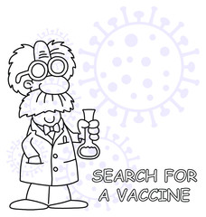 Scientist searching for a vaccine to combat the worldwide pandemic isolated on white background
