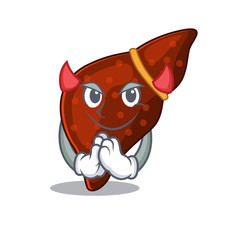 Human cirrhosis liver dressed as devil cartoon character design style