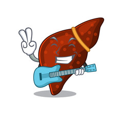 Talented musician of human cirrhosis liver cartoon design playing a guitar