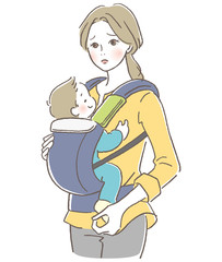 抱っこ紐　親子　困る母親