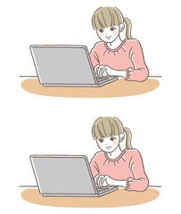 PC　女の子　笑い困りセット