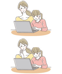 PC　女の子と母親　笑い困りセット