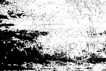 Grunge texture in black and white. Dark dirty background. Pattern of dust, dirt, scratches. Chaotic noise. Monochrome worn surface