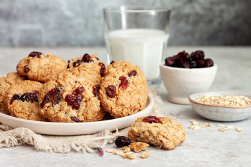 Homemade oatmeal cookies with cranberries and nuts