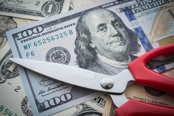 The Federal Reserve ( FED ) to cut percentage interest rates. Global world financial crisis, U.S. vs China trade war or currency war concept. Interest rates affect the ability of consumers or business