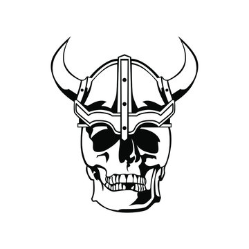 Viking skull head logo vector mascot design