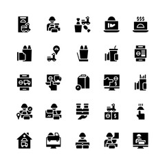 Set of Food Delivery Shipping glyph style icon - vector