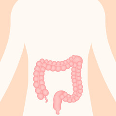 Colitis for medical design. Gastroenterology. Gut constipation icon design. Health care. Vector stock illustration.