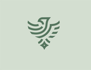 Geometric linear logo emblem. Abstract image of an eagle bird, for your company.