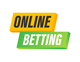 Online betting. Flat web banner with red bet now on white background for mobile app design. Vector stock illustration.