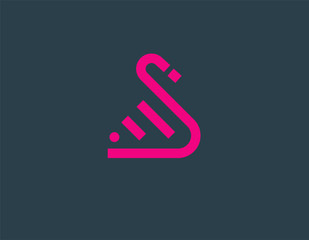Creative bright pink linear swan logo icon. © Logomarket
