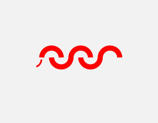 Obraz premium Abstract red logo icon snake from the geometric elements of the semicircles.