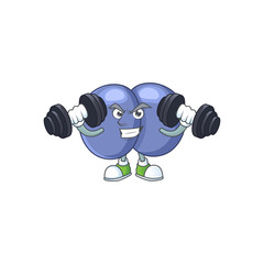 Fitness exercise streptococcus pneumoniae cartoon character using barbells