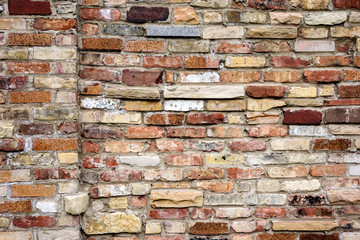 red and brown brick wall background texture.