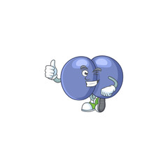 Mascot design style of streptococcus pneumoniae showing Thumbs up finger