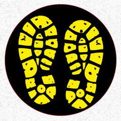 marquage sol pour file d’attente, empreintes chaussures 