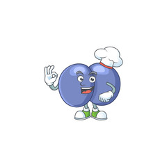 Streptococcus pneumoniae cartoon design style proudly wearing white chef hat