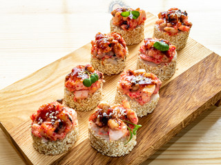 delicious delicious baked rolls with tuna cream cheese avocado