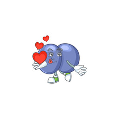 An adorable cartoon design of streptococcus pneumoniae holding heart