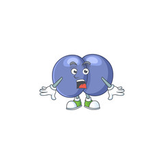 A cartoon design of streptococcus pneumoniae showing an amazed gesture