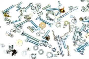Bolts, nuts and screws. Pattern of nuts and bolts. There is a place for your inscription. Mock up.