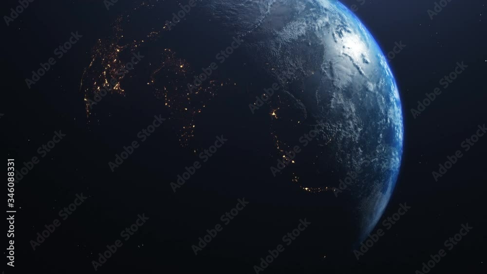 Wall mural rotating planet earth with a real tilt axis and direction of rotation. elements of this video furnis
