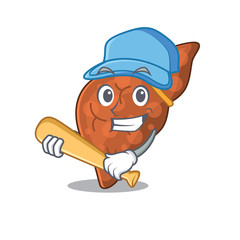 Picture of human fibrosis liver cartoon character playing baseball