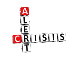 Alert Crisis. Coronavirus COVID-19. 3D red-white crossword puzzle on white background. Corona Virus Creative Words.