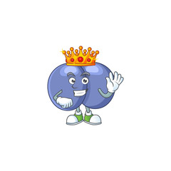 The Charismatic King of streptococcus pneumoniae cartoon character design wearing gold crown