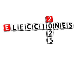 Vote. Elections. Voting. 3D red-white crossword puzzle on white background. Creative Words.