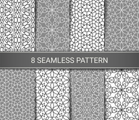 Set of abstract geometric seamless patterns artwork, vector illustration