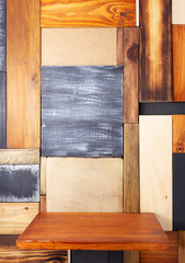 wooden shelf and plank wall  board as background