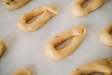 Hand-made taralli salty snack, typical from Puglia, Italy