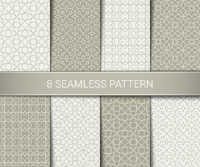 Set of abstract geometric seamless patterns artwork, vector illustration