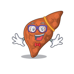 Mascot design style of geek human fibrosis liver with glasses
