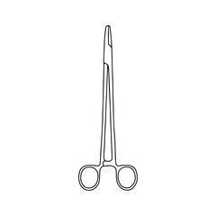 Outline medical scissors. Surgical instrument. Vector icon for web design on white background.