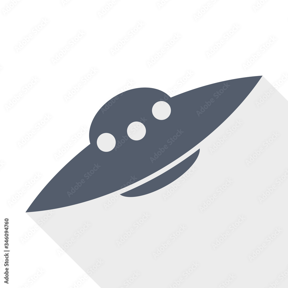 Poster ufo, alien spaceship flat design vector icon