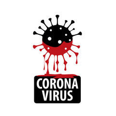 Vector black sign of a coronavirus bleeding red