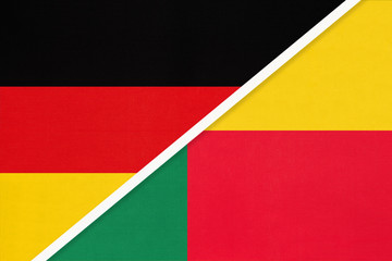 Germany vs Benin, symbol of two national flags. Relationship between European and African countries.