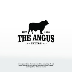 angus catlle farm logo - obrazy, fototapety, plakaty